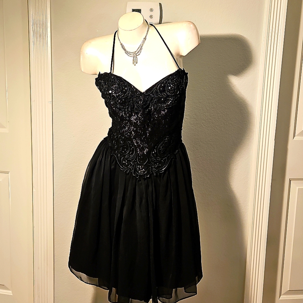 Jessica McClintock Brocade Black Dress
